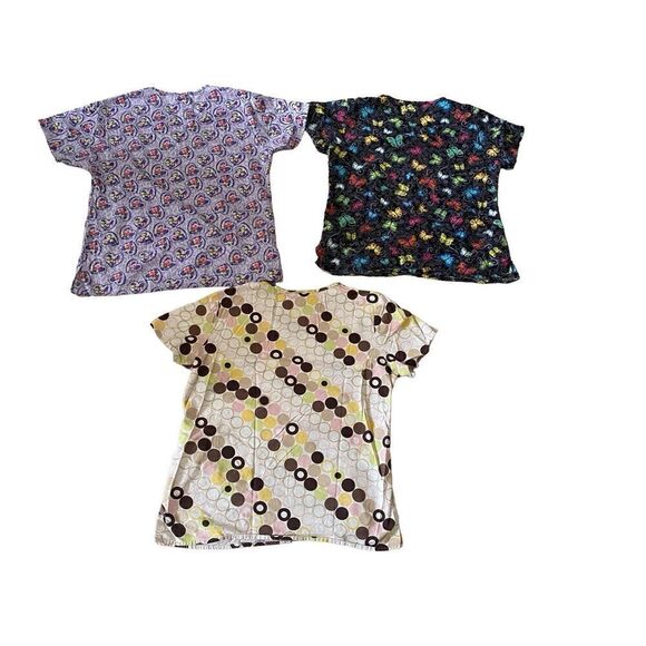 Set of 3 Scrub Tops E Libby Cherokee Uniforms Workwear Career Healthcare Work Me - Picture 2 of 14